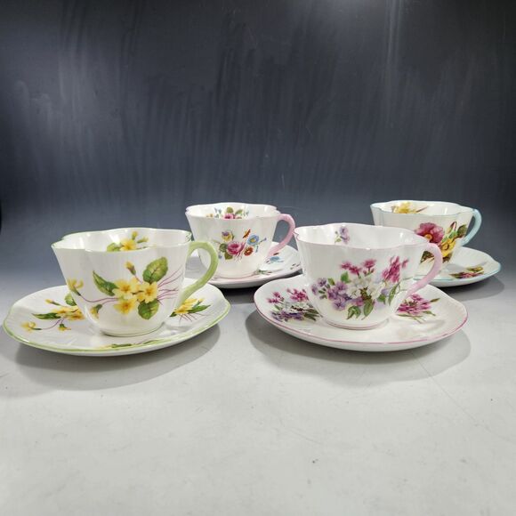 Primrose Pattern Tea Cup Dainty Shape Shelley Bone China Spring Flowers February - Picture 9 of 10
